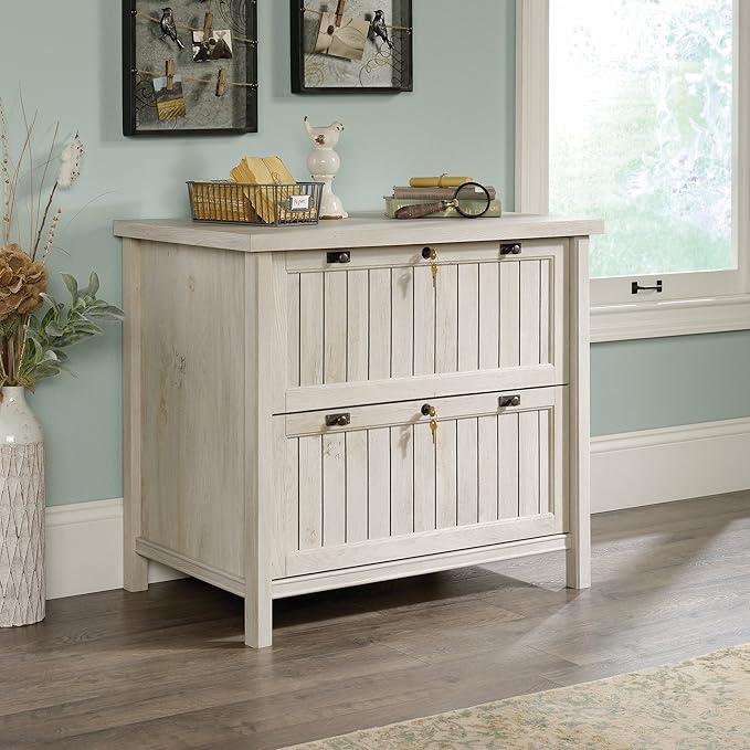 Sauder Costa Lateral File and Library Hutch Bundle, Chalked Chestnut