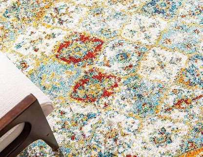 Unique Loom Rosso Collection Vintage, Traditional, Bohemian, Geometric, Distressed, Southwestern Area Rug, 8' 0" x 10' 0", Beige/Orange