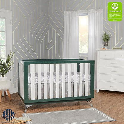 Sweetpea Baby Ultra Modern 4-in-1 Convertible Crib in Green in Olive, Greenguard Gold Certified , 58.5x30x47 Inch (Pack of 1)