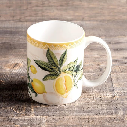 Maison d' Hermine Coffee Mug with Handles Tea Cups (12 Ounce, Pack of 1) | Fine Bone China Coffee Mugs for Hot Beverages Cappuccino Latte Home Restaurant Hotel Spring Summer -Limoncello - Combava