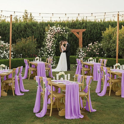 Pack of 20 | Orchid | 10ft Chiffon Table Runner 29x120 Inches Long Romantic Rustic Sheer Gauze Runner for Wedding Bridal Shower Birthday Banquets Engagement Spring Easter Boho Decorations
