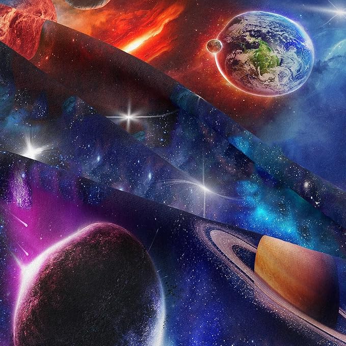 NINENINE Space Bedding Set Full Size for Girls Boys Kids,Purple Galaxy Comforter Set Outer Space Earth Planets Stars Theme Solar Galaxy Bedding System Bed Set with 1 Space Comforter 2 Pillowcases…