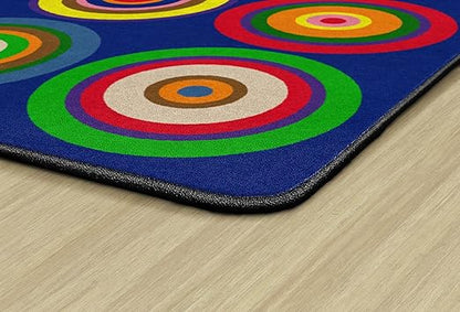 Flagship Carpets Color Rings Colorful Children's Area Rug for Kids Room Circle Seating Décor, Play Carpet for Teaching and Playing, Seats 24, 7'6" x 12', Indigo Blue