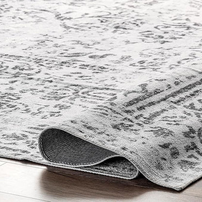 nuLOOM Bess Persian Vintage Machine Washable Ultra Thin Area Rug, 4' x 6', Ivory