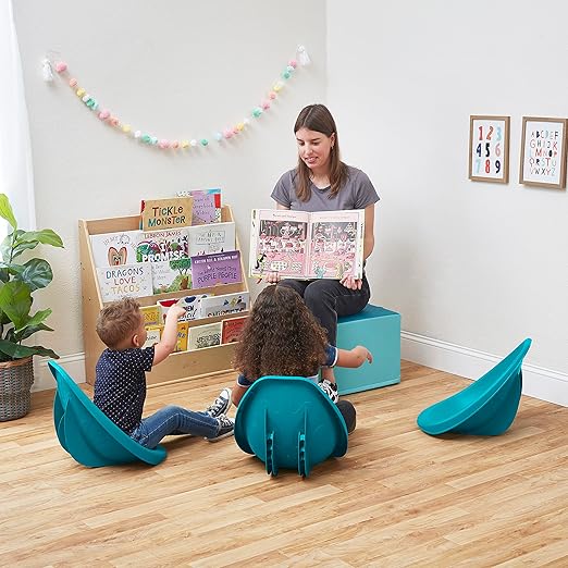 ECR4Kids Leaf Floor Seat, Rocker Chair, Turquoise, 6-Piece