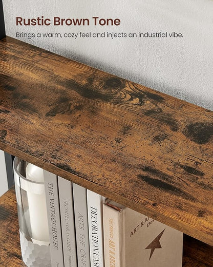 VASAGLE 6-Tier Bookshelf, Book Shelf, Industrial Bookcase, with Steel Frame, for Living Room, Home Office, Bedroom, 9.4 x 23.6 x 73.2 Inches, Rustic Brown and Black ULLS113B01
