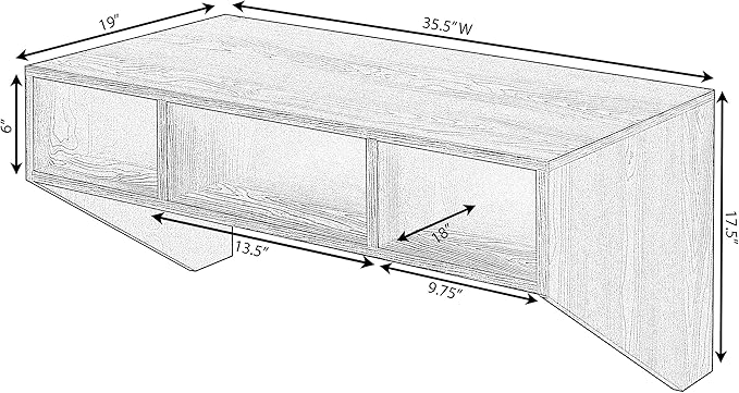 Wall Mounted Office Computer Desk with Three Compartments, White