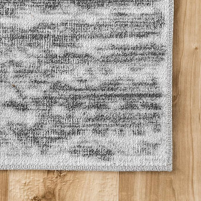 nuLOOM Avelina Abstract Stripes Machine Washable Ultra Thin Runner Rug, 2' 6" x 8', Light Grey