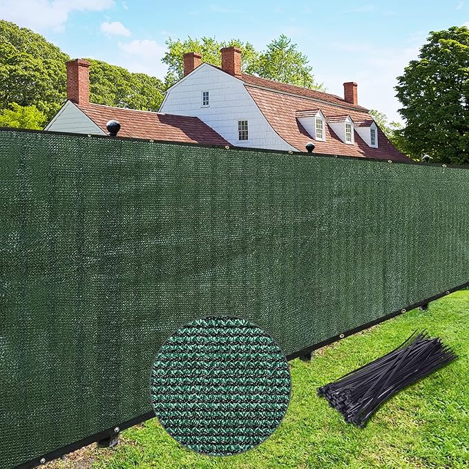 UPGRADE Privacy Fence Screen 8'x19' Dark Green Outdoor 90% Visibility Blockage 170 GSM Mesh Shade Cover Panels for Backyard,Balcony,Home Decoration with Zip Ties,Customized Avaliable