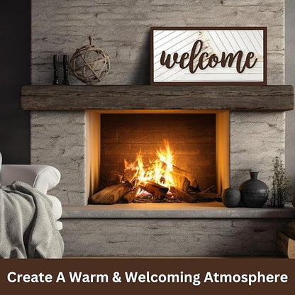 Welcome Sign - Large Rustic Wooden Wall Decor for Farmhouse Living Room, Entryway, or Foyer | 32"x16" Hanging Wall Art
