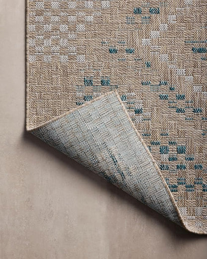 Loloi Amber Lewis Topanga Collection TOP-04 Natural/Aqua 7'-10" x 10' Indoor/Outdoor Area Rug