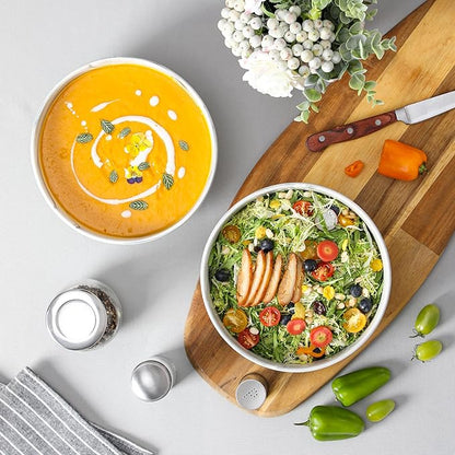 MALACASA Large Serving Bowls, 60 OZ (8'') Salad Bowls Set of 2, Ceramic Mixing Bowls for Kitchen, Serving Bowl for Soup, Pasta, Side Dishes and Entertaining, Marble Grey, Series REGULAR