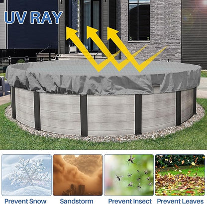 ECOOPTS 17 ft Round Pool Cover for Above Ground Pools, Swimming Pool Cover Protector Winter Safety Cover (Light Grey)