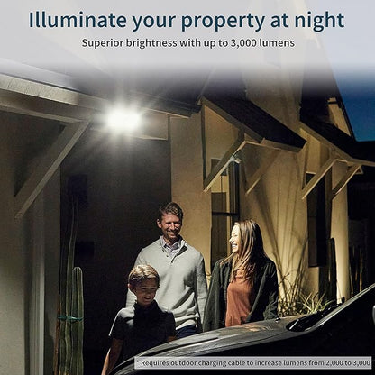 Arlo Pro 3 LED Floodlight Security Camera 2K HDR 2000-3000 Lumens | Wire-Free | Protect Driveways & Alleyways | Connects to Wi-Fi | Color Night Vision, Motion Sensor, 2-Way Audio, Rechargeable (White)