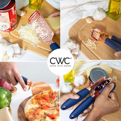 COOK WITH COLOR Kitchen Gadget Set Copper Plated Stainless Steel Utensils with Soft Touch Handles, Copper Navy, 7 Pieces