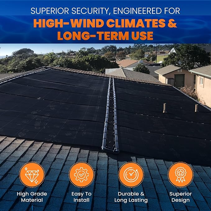 Industrial Grade Solar Pool Heater DIY Kit - Superior High-Wind Strapless Mounting System & Maximum Freeze Resistance (6-4'x7.5' / 180 Square Feet)