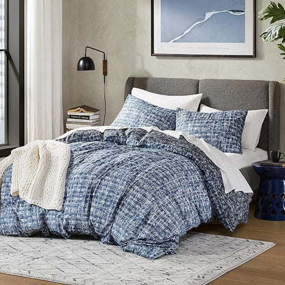 Hyde Lane Twin/Twin XL Kids Comforter Set, Blue Modern Farmhouse Aesthetic Bedding, Teen Boys Plaid Lines Pattern Bed Sets for All Season, 2 Pieces includes 1 Comforter, 1 Sham (66"x 90")