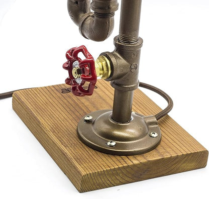 Loft Style Lamp, Different Thinker, Steampunk Industrial Vintage Style, Wood Base Metal Body, Table Desk Light with Dimmer, LL-017