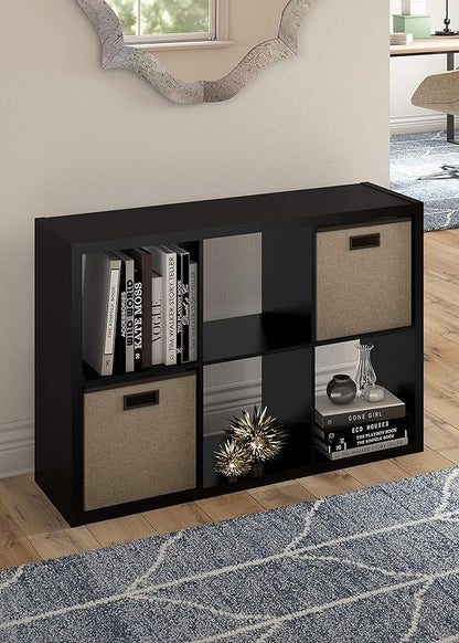 ClosetMaid 6 Cube Storage Shelf Organizer Bookshelf with Open Back, Vertical or Horizontal, Easy Assembly, Wood, Black Finish