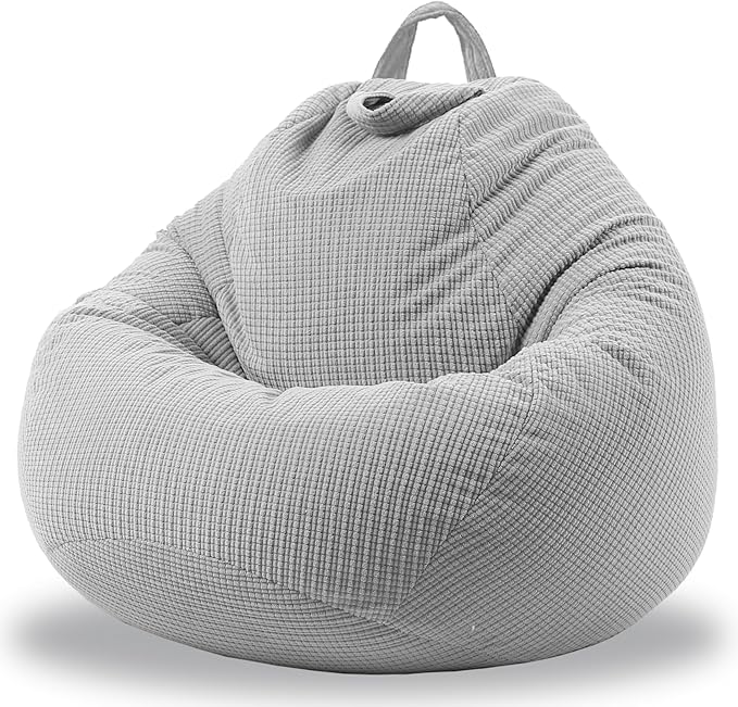 Stuffed Animal Storage Bean Bag Chair Cover (No Filler) Washable Ultra Soft Corduroy Bean Bag Cover for Organizing Plush Toys, Bean Bag for Adults