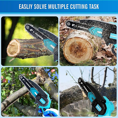 EliteHome Mini Chainsaw Cordless 2 Batteries 6 Inch Electric Portable Handheld Small Chain Saw Battery Powered for Tree Trimming wood cutting
