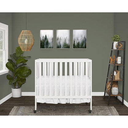 Jett Non-Full Size Folding Convertible Crib, Lightweight Portable Crib, Three Adjustable Mattress Height Settings, Easy to Fold Travel Crib, 1.5” Mattress Pad Included