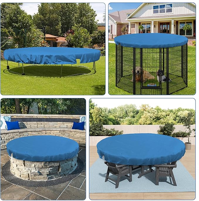 ECOOPTS 24 ft Round Pool Cover for Above Ground Pools, Swimming Pool Cover Protector Winter Safety Cover (Blue)