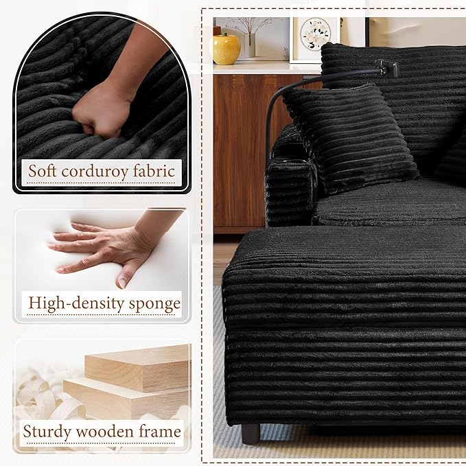 Accent Chair with Storage Ottoman Upholstered Living Room Chairs for Reading Chair with Chaise Lounge Chairs Indoor, Comfortable Armchair for Bedroom