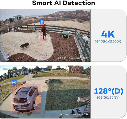 ONWOTE 4K 8MP UltraHD PoE IP Security Camera, AI Human Vehicle Detection, 3840x2160 8 Megapixels, 128° FoV, Video Audio, Indoor Outdoor, Commercial Wired Camera for Business, Add-on to PoE NVR System