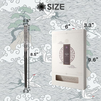 Chopsticks [Made in Korea][5 Sets] 430 Premium Stainless Steel Chopsticks, Mukbang Kitchen Utensil, Cutlery Silverware Stainless Tableware (Crane)