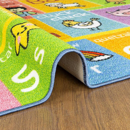 KC Cubs Classroom Rug, Kids Rug and Baby Play Mat ABC Alphabet with Old MacDonald Animals Educational Learning Non Slip Baby Girl & Boy Carpet Children Bedroom Toddler Playroom Floor Mat Nursery Rug
