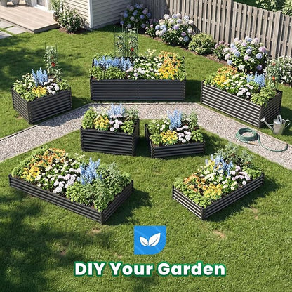 Quictent Galvanized Raised Garden Bed 4x3x2ft Tall Garden Bed Extra Height 22.4" Hold 24cft Soil Outdoor Heightened Planter Box for Deep Root Vegetables Herbs Tomato Cage Included, Dark Grey