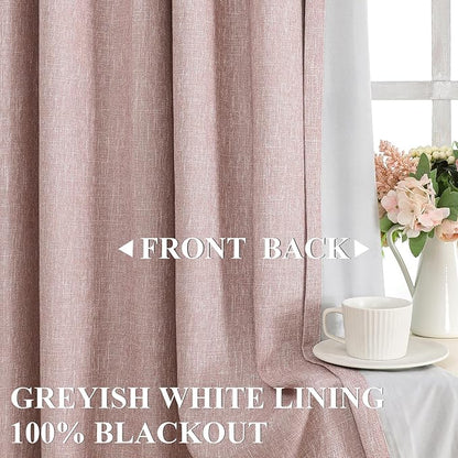 Vision Home Pink Pinch Pleated Total Blackout Curtains Room Darkening Window Panels 95 inch for Girls Bedroom Living Room Thermal Insulated Pinch Pleat Pink Drapes with Hooks Back Tab 40" Wx95 Lx2