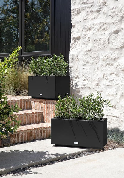 Veradek Block Series Long Box Planter - Large Rectangular Planter for Indoor or Outdoor Patio/Porch | Durable All-Weather Use with Drainage Holes | Modern Décor for Tall Plants, Flowers or Shrubs