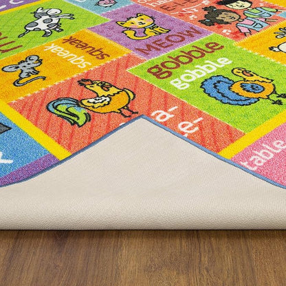 KC Cubs Classroom Rug, Kids Rug and Baby Play Mat ABC Alphabet with Old MacDonald Animals Educational Learning Non Slip Baby Girl & Boy Carpet Children Bedroom Toddler Playroom Floor Mat Nursery Rug