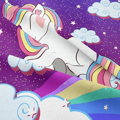 Tailor Shop Unicorn Bedding Sets Queen Size,Purple Unicorn Comforter Sets for Girls Kids Teens with 2 Pillowcase…