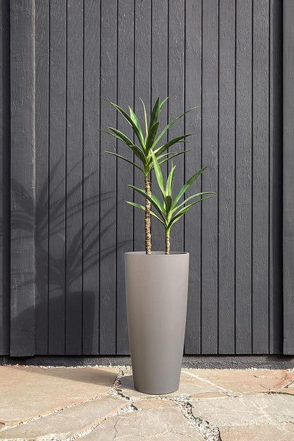 Veradek Mason Series Vega Planter - Round Tall Planter for Indoor or Outdoor Porch/Patio | Made from Plastic-Stone Composite with Drainage Holes | Modern Décor for, Flowers, Interior Plants