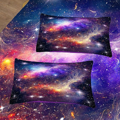Tailor Shop Galaxy Comforter Space Kids Bedding Set Twin Size, Purple Comforter for Girls with 1 Pillowcase