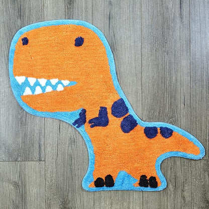 Hand Tufted Dinosaur Bedroom or Bathroom Rug - 30x20 in; 100% Cotton Kids Bathroom Mat; Decorative Kids Area Rug