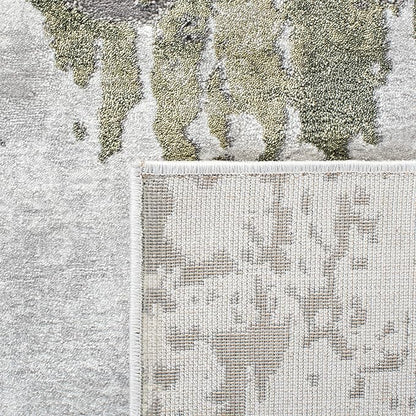 SAFAVIEH Craft Collection Area Rug - 4' Round, Grey & Green, Modern Abstract Design, Non-Shedding & Easy Care, Ideal for High Traffic Areas in Living Room, Bedroom (CFT820Y)