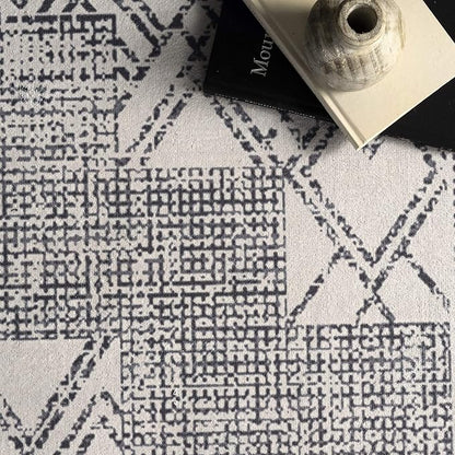 nuLOOM Mia Machine Washable Geometric Medallion Ultra Thin Area Rug, 9' x 12', Light Grey