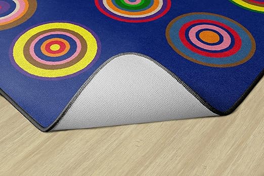 Flagship Carpets Color Rings Colorful Children's Area Rug for Kids Room Circle Seating Décor, Play Carpet for Teaching and Playing, Seats 20, 5'10" x 8'4", Indigo Blue