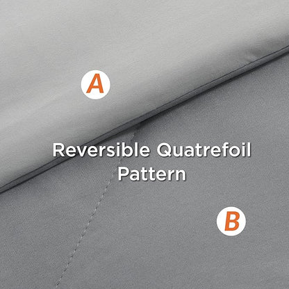 Bedsure Twin XL Comforter Sets - 5 Pieces Reversible Twin XL Bedding Sets, Bed Sets Comforters, Sheets, Pillowcase & Sham, Grey Twin Extra Long Size Bed in a Bag for College