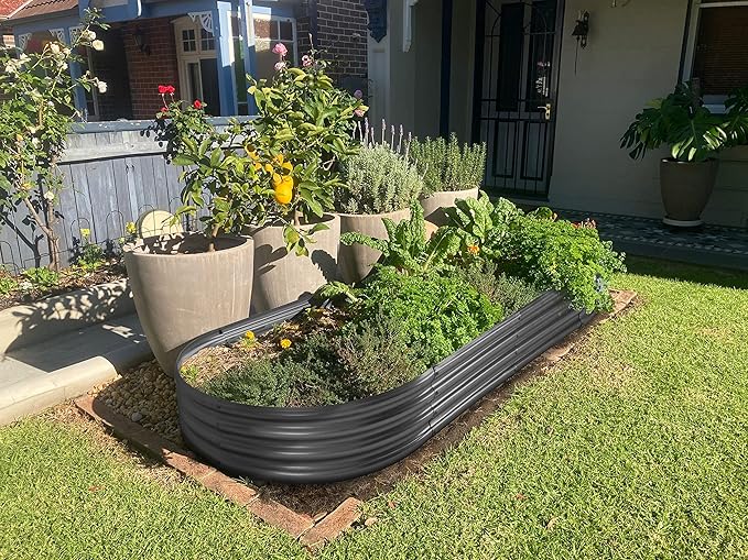 Land Guard Galvanized Raised Garden Bed Kit, Galvanized Planter Raised Garden Boxes Outdoor, Oval Large Metal Raised Garden Beds for Vegetables(Grey)4×2×1ft(1pcs)