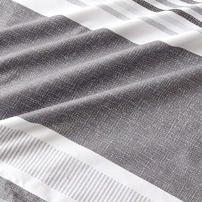Bedsure Twin Comforter Set - 5 Pieces Grey White Striped Bedding Sets Twin Bed in A Bag with Comforters Twin Size, Sheets, Pillowcase & Sham, Bed Sets