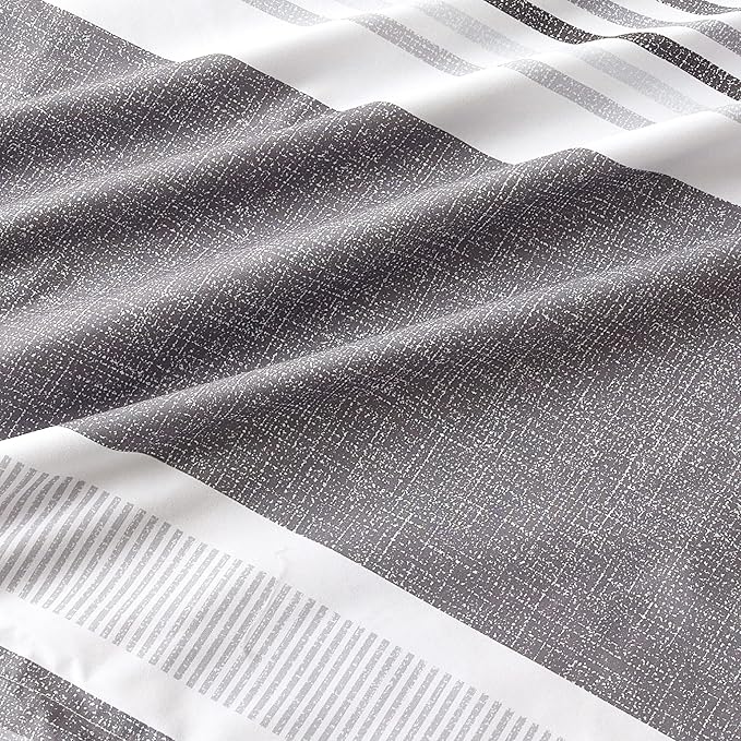 Bedsure Queen Comforter Set - 7 Pieces Grey White Striped Bedding Sets Queen Bed in a Bag with Comforters Queen Size, Sheets, Pillowcases & Shams, Bed Sets