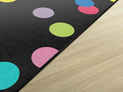 Flagship Carpets Schoolgirl Style Just Teach Rainbow Polka Dots Classroom Area Rug for Indoor Classroom Learning or Kid Bedroom Educational Play Mat, 7'6" x 12', Multi