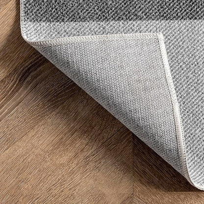 nuLOOM Lucy Machine Washable Farmhouse Buffalo Plaid Runner Rug, 2' 6" x 8', Grey, Rectangular, 0.1" Thick