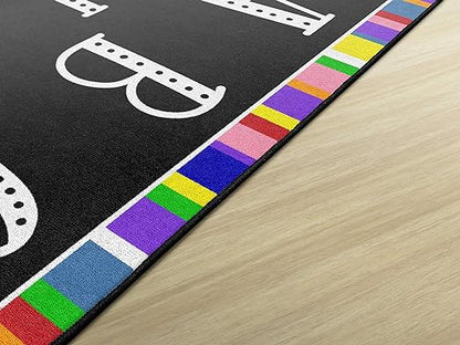 Flagship Carpets Colorful Abc's Multicolor Border Area Rug for Childrens Classroom, at Home Education or Kids Play Room, 7'6" x 12', Rectangle