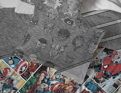 Jay Franco Marvel Comics 80th Anniversary Full/Queen Comforter & Sham Set - Super Soft Kids Reversible Bedding - Fade Resistant Microfiber (Official Marvel Product)